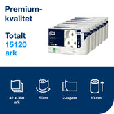 Toalettrull myk konvensjonell Tork T4 hvit 2-lag 396ark (645285)